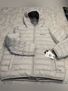 Champion Men’s XL Lightweight Quilted Hooded Puffer Jacket Ice CH4RN047